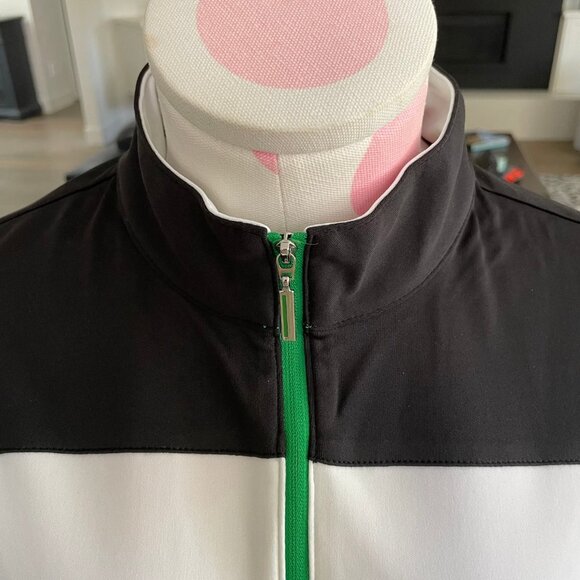 IZOD Perform X Golf SS 1/2 Zip Polyester Hi Collar Top Black+White Sz M NWOT - Picture 4 of 12